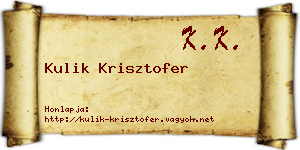 Kulik Krisztofer névjegykártya